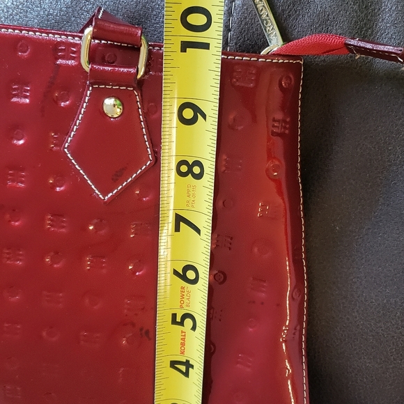ARCADIA RED PATENT LEATHER EMBROSSED BAG - Picture 11 of 16